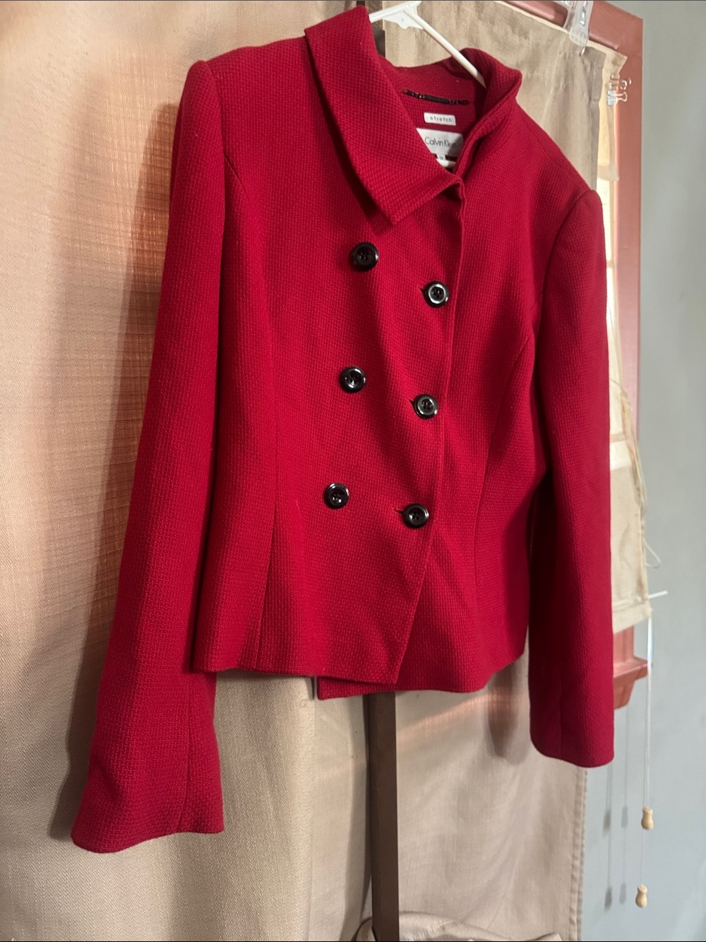 Calvin Klein Women's Double-Breasted Red Blazer Jacket